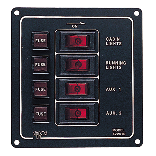 Sea-Dog - Sea-Dog Aluminum Switch Panel - Vertical - 4 Switch