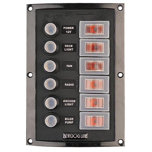 Sea-Dog - Sea-Dog Splash Guard Circuit Breaker Panel - 6 Circuit