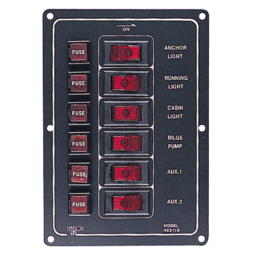 Sea-Dog - Sea-Dog Aluminum Switch Panel Vertical - 6 Switch