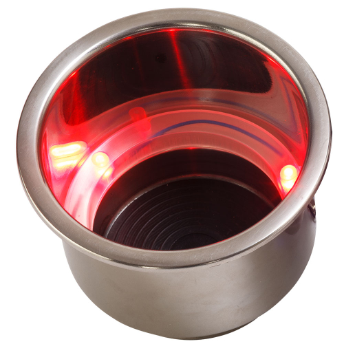 Sea-Dog - Sea-Dog LED Flush Mount Combo Drink Holder w/Drain Fitting - Red LED