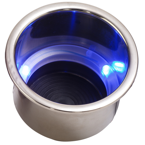 Sea-Dog - Sea-Dog LED Flush Mount Combo Drink Holder w/Drain Fitting - Blue LED