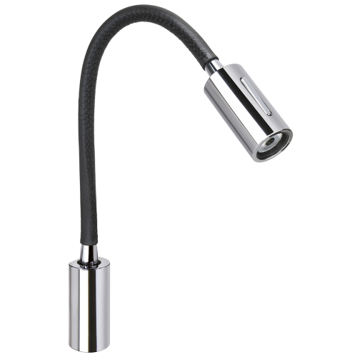 Quick - Quick Audrey Wall Light w/USB Daylight - Black Leather - Chrome