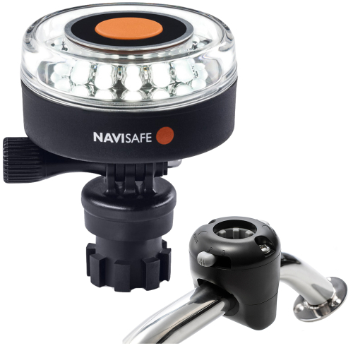 Navisafe - Navisafe Navilight 360&deg; 2NM White w/Navimount Base &amp; Rail Mount - Black