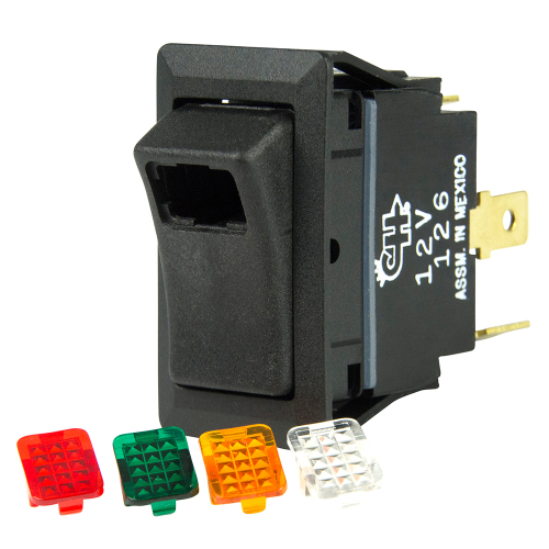 BEP Marine - BEP SPST Rocker Switch - 1-LED w/4-Colored Covers - 12V/24V - ON/OFF