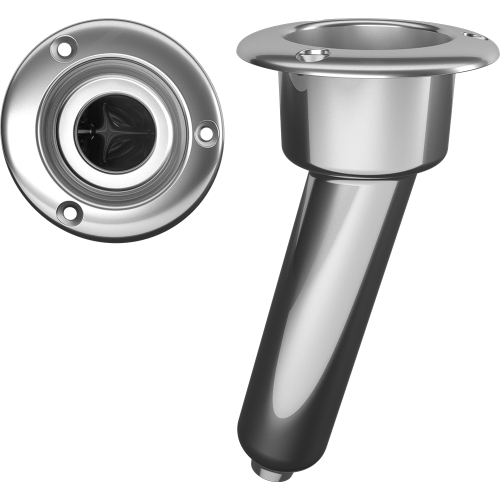 Mate Series - Mate Series Stainless Steel 15&deg; Rod &amp; Cup Holder - Drain - Round Top