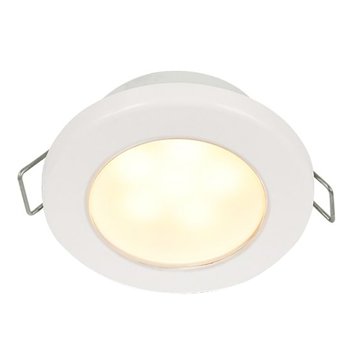 Hella Marine - Hella Marine EuroLED 75 3" Round Spring Mount Down Light - Warm White LED - White Plastic Rim - 12V