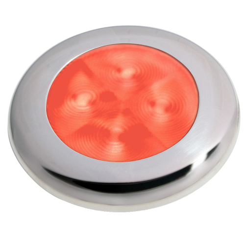 Hella Marine - Hella Marine Slim Line LED 'Enhanced Brightness' Round Courtesy Lamp - Red LED - Stainless Steel Bezel - 12V