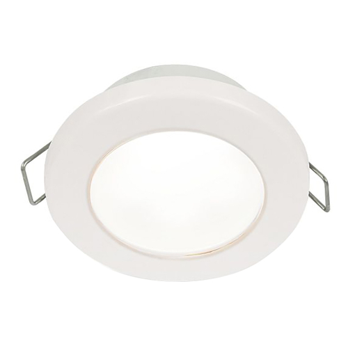 Hella Marine - Hella Marine EuroLED 75 3" Round Spring Mount Down Light - White LED - White Plastic Rim - 12V