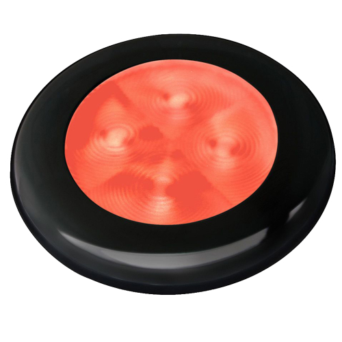 Hella Marine - Hella Marine Slim Line LED 'Enhanced Brightness' Round Courtesy Lamp - Red LED - Black Plastic Bezel - 12V