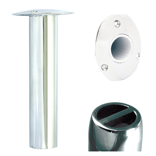 Tigress - Tigress Oval Head SS Gunnel Mount Rod Holder - 0° - 9"