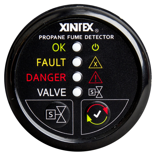 Fireboy-Xintex - Xintex Propane Fume Detector w/Plastic Sensor & Solenoid Valve - Black Bezel Display