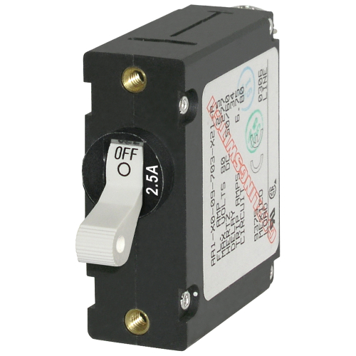 Blue Sea Systems - Blue Sea 7917 A-Series White Toggle Circuit Breaker - Single Pole 2.5A