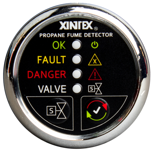 Fireboy-Xintex - Xintex Propane Fume Detector w/Plastic Sensor &amp; Solenoid Valve - Chrome Bezel Display