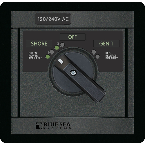 Blue Sea Systems - Blue Sea 1480 10/240V AC  Rotary 65A OFF + 2 Sources 2x120V/1x240V