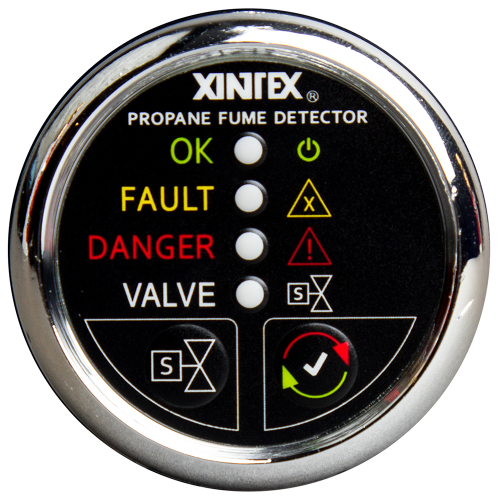 Fireboy-Xintex - Xintex Propane Fume Detector w/Automatic Shut-Off & Plastic Sensor - No Solenoid Valve - Chrome Bezel Display