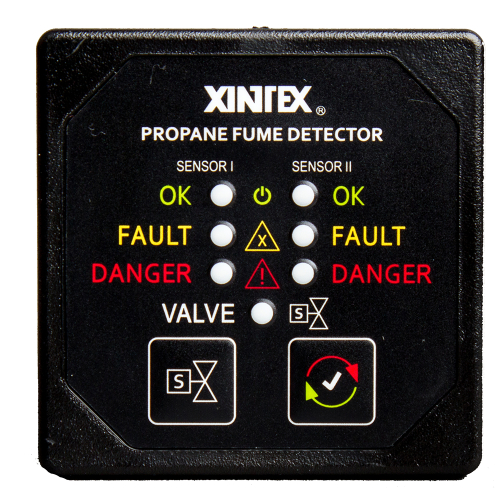 Fireboy-Xintex - Xintex Propane Fume Detector w/2 Plastic Sensors - No Solenoid Valve - Square Black Bezel Display