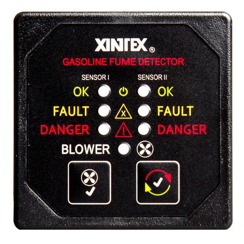Fireboy-Xintex - Xintex Gasoline Fume Detector & Blower Control w/2 Plastic Sensors - Black Bezel Display