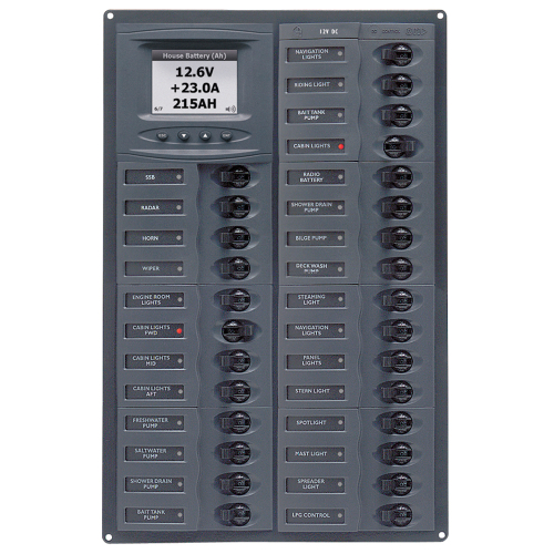 BEP Marine - BEP Millennium Series DC Circuit Breaker Panel w/Digital Meters, 28SP DC12V