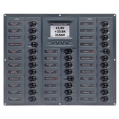 BEP Marine - BEP Millennium Series DC Circuit Breaker Panel w/Digital Meters, 32SP DC12V