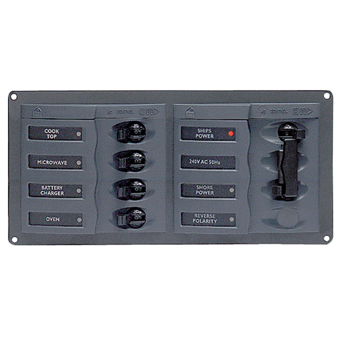 BEP Marine - BEP AC Circuit Breaker Panel w/o Meters, 4 Way Panel 2 Mains - 110V