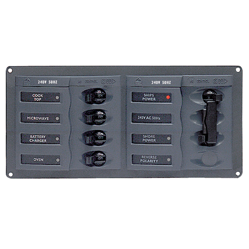 BEP Marine - BEP AC Circuit Breaker Panel w/o Meters, 4 Way Panel 2 Mains - 240V