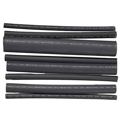 Ancor - Ancor Adhesive Lined Heat Shrink Tubing - Assorted 8-Pack, 6", 20-2/0 AWG, Black