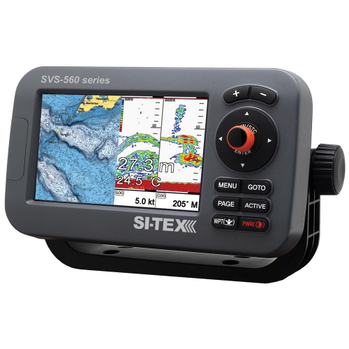 SI-TEX - SI-TEX SVS-560CF Chartplotter - 5" Color Screen w/Internal GPS & Navionics+ Flexible Coverage