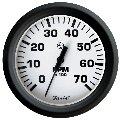 Faria Beede Instruments - Faria Euro White 4" Tachometer 7000 RPM (Gas) (Outboards)