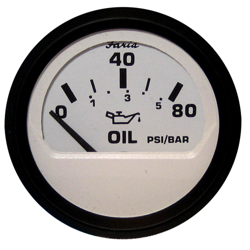 Faria Beede Instruments - Faria Euro White 2" Oil Pressure Gauge (80 PSI)
