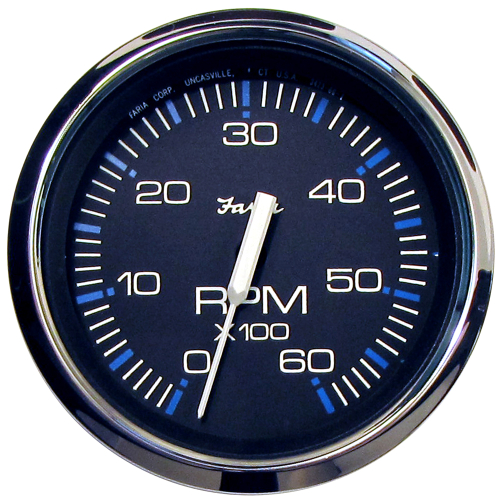 Faria Beede Instruments - Faria Chesapeake Black 4" Tachometer - 6000 RPM (Gas) (Inboard &amp; I/O)