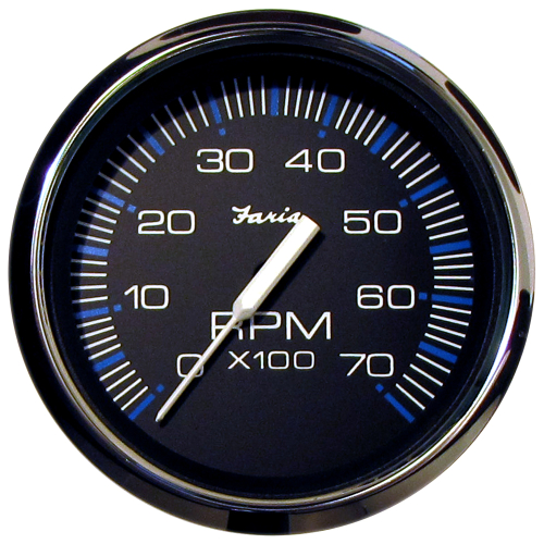 Faria Beede Instruments - Faria Chesapeake Black 4" Tachometer - 7000 RPM (Gas) (All Outboards)