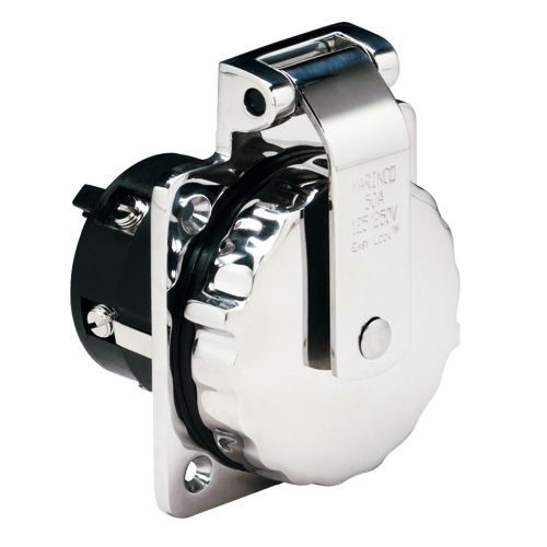 Marinco - Marinco 6373EL 50Amp 125/250V Stainless Steel Inlet w/o Rear Safety Enclosure