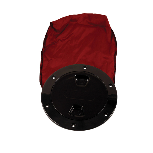 Beckson Marine - Beckson 4" Stow-Away Deck Plate - Black w/12" Bag