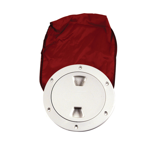 Beckson Marine - Beckson 4" Stow-Away Deck Plate - White w/12" Bag