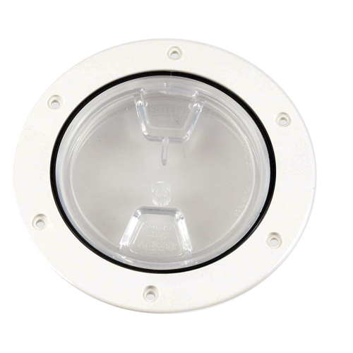 Beckson Marine - Beckson 4" Clear Center Screw-Out Deck Plate - White