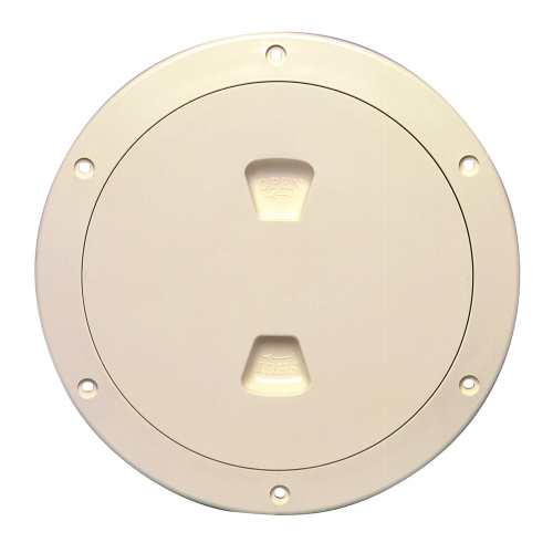 Beckson Marine - Beckson 6" Smooth Center Screw-Out Deck Plate - Beige
