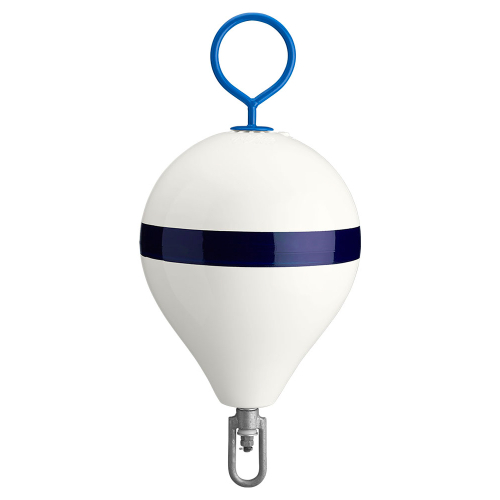 Polyform U.S. - Polyform Mooring Buoy w/Iron 13.5" Diameter - White Blue Stripe
