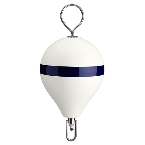 Polyform U.S. - Polyform Mooring Buoy w/SS 13.5" Diameter - White Blue Stripe