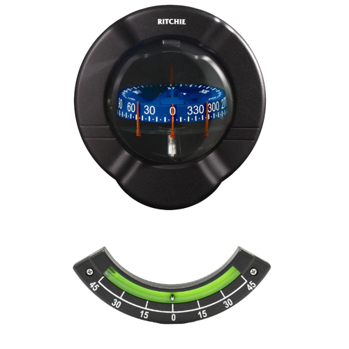 Ritchie - Ritchie SR-2 Venture Sail Boat Compass w/Clinometer - Bulkhead Mount - Black