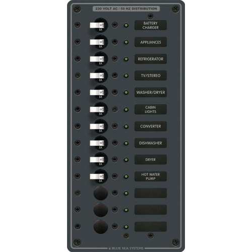 Blue Sea Systems - Blue Sea 8580 AC 13 Position 230v (European) Breaker Panel (White Switches)