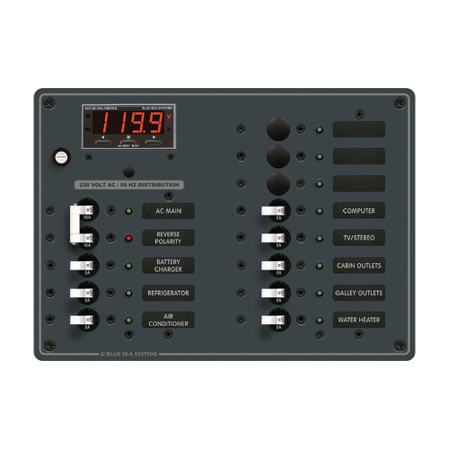 Blue Sea Systems - Blue Sea 8507 Breaker Panel - AC Main + 11 Position (European) - White