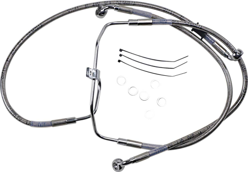 Drag Specialties - Drag Specialties Extended Stainless Steel Front Brake Line Kit - Clear Coated - 18 1/4in./ 22 5/8in. - 660325-4