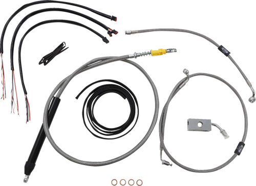 LA Choppers - LA Choppers Complete Handlebar Cable/Brake & Clutch Line/Wire Kit - Stainless Braided - LA-8155KT2-19