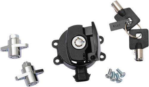 Drag Specialties - Drag Specialties Side Hinge Ignition Switch and Saddlebag Lock Kit - Gloss Black - 2106-0412
