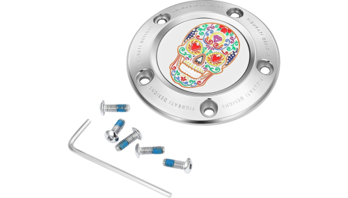 Figurati Designs - Figurati Designs Timing Cover - Stainless Steel with Sugar Skull - 5 Hole - FD30-TC-5H-SS
