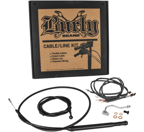 Burly Brand - Burly Brand Extended Cable/Brake Line Kit for 16in. Ape Handlebar - Black - B30-1309