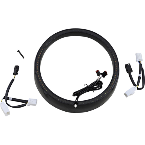 Custom Dynamics - Custom Dynamics Probeam Amber/White Headlamp Trim Ring with Standard Turn Signal - Black - PB-7TR-AW-2B