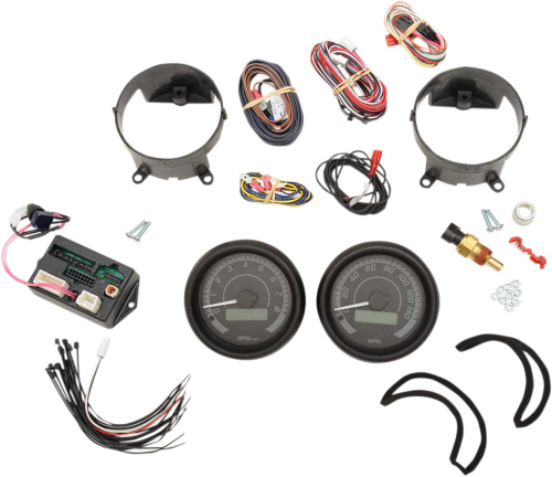 Dakota Digital - Dakota Digital MVX-8K Analog/Digital Plug-In Instrumentation Two-Gauge Kit - Black/Gray Background - Black Bezel - MVX-8204-KG-K