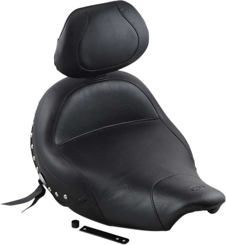 Mustang - Mustang Studded Wide Touring Solo Seat With Backrest - Black - 79762