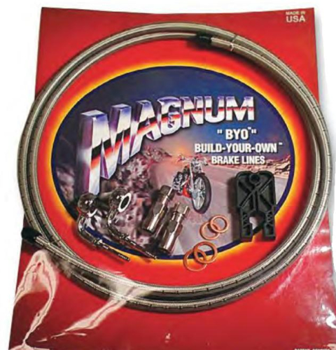 Magnum - Magnum BYO Build-Your-Own DOT Dual Disc Brake Line Kit with 7ft Brake Line - 90 Deg Banjo - Stainless - 390590A
